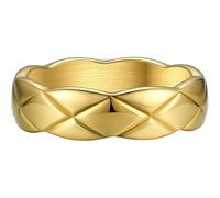 GWSGSFAS Anillo de pareja de acero pulido con borde ondulado, diseño de piña, diamante de titanio para mujer, 7, Metal, Zirconia cúbica