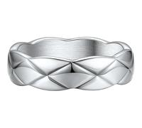 GWSGSFAS Anillo de pareja de acero pulido con borde ondulado, diseño de piña, diamante de titanio para mujer, 5, Metal, Zirconia cúbica