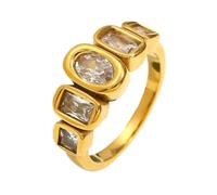 GWSGSFAS Anillo de sello martillado con temperamento de moda, retro, con personalidad, pan, amor, 7, Metal, Zirconia cúbica