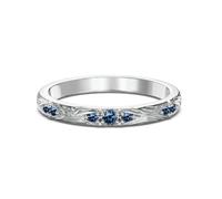 GWSGSFAS Anillo simple apilable de plata S925 azul 5a con incrustaciones de circonio redondo exquisito y versátil, 9号, Metal, Zirconia cúbica