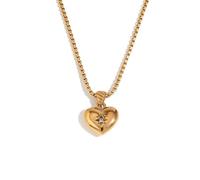 GWSGSFAS Collar con colgante retro personalizado de moda con diseño de cuerno de melón, hebilla de semillas de melón, circonita en forma de corazón para mujer, Metal, Circonia cúbica