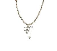 GWSGSFAS Collar de plata rota con colgante de corazón y circonita, para mujer, cadena de clavícula retro versátil, one size, Metal, Sin piedra preciosa