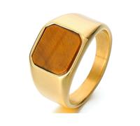 GWSGSFAS Domineering - Anillo de piedra ámbar retro para hombre, cuadrado, ágata negra, lapislázuli, 8, Metal, Zirconia cúbica