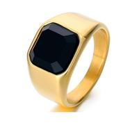 GWSGSFAS Domineering - Anillo de piedra ámbar retro para hombre, cuadrado, ágata negra, lapislázuli, 9, Metal, Zirconia cúbica