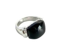 GWSGSFAS Elegante anillo de ágata negra con lapislázuli natural de temperamento francés, elegante anillo para mujer, 7, Metal, Zirconia cúbica