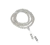 GWSGSFAS Rosario de cristal blanco transparente simple de mano largo apilable pulsera de cuentas para mujer