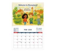 Gwtdtoad Calendario De Alfabetización Financiera 2026 Para Niños | Calendario de Planificación para la Administración del Dinero de 12 Meses - Accesorio Educativo STEM para Niños