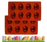 Gwtdtoad Molde Para Hornear Huevos, Molde de Silicona de 8 Cavidades para Huevos de Pascua, 2 Piezas Resistente al Horno para Chocolate Hielo Caramelo Pan Magdalenas Gomitas
