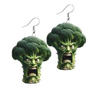 Gwtdtoad Pendientes de comida de brócoli, pendientes de verduras de brócoli,Joyería colgante con forma de gota de acrílico 2D para mujer - Diseño ergonómico, decoración sencilla y elegante con forma