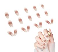 Gwtdtoad Uñas Press On | Punta Adhesiva Natural Preformada Elegante | 24 Piezas De Uñas Postizas Artificiales - Para Mujeres Niñas Salón Manicura Fiesta Cita Reunión