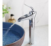 GWTWZHWGQ Grifo for Lavabo de baño, Color Negro Mate, Mezclador de encimera, Monomando, grifos Altos con caño Cascada.(Chrome)