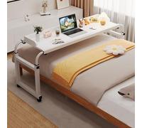 GWWBD Mesa De Cama，Mesa Hospital Comer Mesa para La Cama Escritorio Ruedas Mesa para Ordenador Portátil Mesa Ruedas Mesa para Ordenador Portátil(Color:Blanco+)
