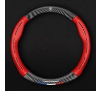 GWWXM Fundas para Volante para MG EHS 2019-2024,con Logotipo del Coche Emblema Insignia Cubierta de Volante Cuero Antideslizante Transpirable Coche Interior Accesorios,O-Type-Red