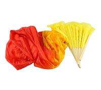 Gwxevce Nuevo Colorido Danza del Vientre Bambú Ventiladores de Seda Largos Velo 4 Colores Ventilador de Seda a Mano Amarillo + Naranja + Rojo
