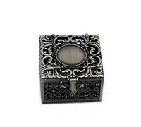 Gwxevce Rosario Collar de Caja de Cuentas Metal Cristiano Católico Religioso Caja de joyería Almacenamiento Bronce