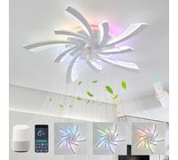 GWYAJTU Ventilador Techo Con Luz RGB Y Mando A Distancia, Moderno Silencioso LED Regulable Reversible 6 Velocidades Ceiling Fan with Light Compatible Con Alexa,Para Dormitorio Salón