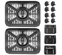 GWYXC Pack de 2 Rejilla para Ninja Foodi AF400EU 9,5L Dual Zone Freidora de Aire, Bandeja de Repuesto Antiadherente de Acero Inoxidable con Asas Lisas, Incluye 8 Pies de Silicona