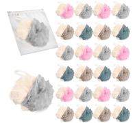 GWZiehory Paquete de 24 esponjas de lufa de viaje, envueltas individualmente, pequeñas esponjas de baño de 4 pulgadas para ducha, multicolor
