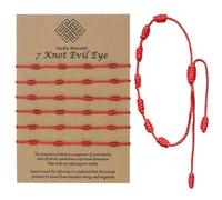 GXAHSOL 6 Piezas Pulsera Roja de 7 Nudos, Hilo Rojo Ajustable de la Suerte y Protección, Accesorio de la Buena Suerte Kabbalah, Amuleto Contra el Mal de Ojo y la Envidia, para Mujer y Hombre