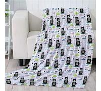 GXBDYD Mantas para Sofa Lana Mullida 130X150cm Manta De Franela para Cama De Microfibra De Piel Artificial Suave Y Cálida, Adecuada para Sofá O Cama, Lindo Gato Negro De Dibujos Animados Impresión Pa