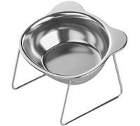 Gxdamxz Cuenco Elevado de Comida para Gatos, Acero Inoxidable con Soporte Metálico, Cuenco de Agua para Gato Ergonomico para Cachorros - Plata