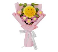 Gxdamxz Flores de Ganchillo, Ramo de Flores Artificial, Hecho a Mano, Crochet Flower Bouquet Hecho a Mano, Girasol Rosa