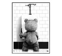 Gxdamxz Poster per Bagno, Toilette, Decorazione Immagine Animali in Bianco & Nero Senza Cornice, 30x40cm