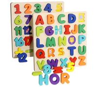 Gxdamxz Puzzle Letras ABC, 3D Alfabeto de Madera 1 2 Años, Juguete Montessori para Niños