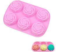 Gxdamxz Stampo in Silicone per Sapone con 6 Scompart per Realizzare Saponi & Candele, Forma Rosa