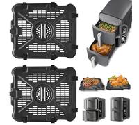 GXF Sartén para freidora de aire Ninja SL401 DoubleStack XL de 2 cestas, 2 paquetes de repuesto para freidora de aire, placa de parrilla con parachoques de goma, apto para lavavajillas