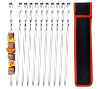 GXFCING 20 Piezas Brochetas de la Parrilla, 40CM Brochetas para Barbacoa de Acero Inoxidable SUS304, Pinchos de Metal Plano, Brochetas Kebab Reutilizables con Bolsa de Nylon
