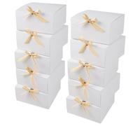 GXFCING Caja de Regalo con Tapa, Cajas de Cartón Grande de 20 x 20 x 10 cm, Caja de Embalaje de Blanca para Bodas, Cumpleaños, Fiestas de Navidad, 10 Piezas