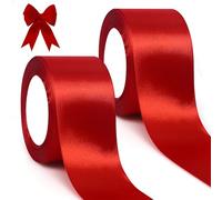 GXFCING Cinta de Satén Roja 50 mm, 46 Metros Cinta Regalo, Cinta de Raso Satén Para el embalaje de regalos, Artesanías, Lazos, Ramos, Decoración de Bodas y Navidad (23 m/rollo)