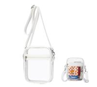 GXGM 1 Pieza Bolso Transparente Mujer,Bolso Transparente Mujer Trabajo,PVC Con Correa Ajustable,Aprobado para Estadios,Conciertos,Eventos Deportivos, L (Blanco)