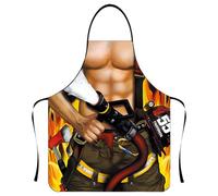 GXGM 1 Pieza Bombero Delantal Sexy,Músculo Delantal Barbacoa Hombre, Delantales Barbacoa Divertidos para Hombre, Idea de Regalo para Hombres, Regalo de San Valentín