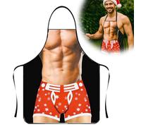GXGM 1 Pieza Delantal Sexy con Braguitas Rojas,Músculo Delantal Barbacoa Hombre, Delantal Personalizado,Regalo de San Valentín,Regalo para el Novio
