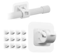 GXGM 12 Piezas Soporte de Barra de Cortina Autoadhesivo, Ganchos Cortinas, Ganchos Autoadhesivos, Soporte Barra Cortina Sin Taladrar para Hogar Dormitorio Oficina(Blanco)