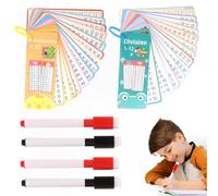 GXGM 2 Juegos Tarjetas Estudio,15 Piezas Tabla de Multiplicar para Niños,15 Piezas Tabla de División, Juego de Tarjetas de Aprendizaje con 4 rotuladores y 2 Anillos, Regalo Educativo para Bebés