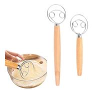 GXGM 2 piezas Batidor de masa danesa,Batidor de Masa Danés de 33 cm y 25.5 cm, con mango largo de madera, batidor para pan, galletas y pasteles, herramienta manual para amasar y hornear