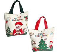 GXGM 2 Piezas Bolsa de la Compra Plegable de Lona Navideña, Bolsa de la Compra Reutilizable, Shopping Bag de Compra Supermercado, Estable, Lavable, Resistente, Ecológica