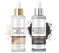 GXGM 2 piezas Glow Rice Ampolla Duo, Peel Shot Black Rice Ampoule White Rice Sérum, arroz blanco y negro como exfoliante, apertura de poros, exfoliación suave, eliminador de puntos negros