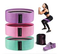 GXGM 3 Piezas Bandas elasticas musculacion, Gomas elasticas musculacion, Bandas elasticas Fitness Antideslizantes de Tela, Resistencia para Yoga, Pilates Glúteos y Otros Deportes