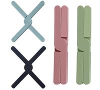 GXGM 4 Piezas Salvamanteles Plegables De Silicona,Soporte Para Ollas De Silicona Expandible,Almohadilla Caliente,Diseño De Cruz Plegable
