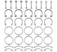 GXGM 40 Pezzi Piercing Naso Set, Acero Inoxidable, Durevoli E Resistenti Alla Ruggine, Ipoalergenici, Per Labbra, Naso, Sopracciglia, Lingua E Otra Zona, Unisex