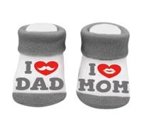GXGM Calcetines para bebé de 0 a 3 meses, calcetines para niña de 0 a 3 meses, algodón cálido con texto divertido Te amo, papá y mamá, regalos para recién nacidos, calcetines de regalo, 1 par
