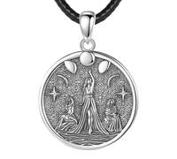 GXGM Collar para mujer Collar de la diosa de la luna triple en aleación Colgante mágico pagano Wiccan Diosa Hécate Lilith Amuleto Joyas de protección para mujeres