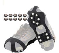 GXGM crampones antideslizantes con 10 Dientes, Garras de Zapatos Engrosadas de Acero Inoxidable,para Senderismo, Trail Running, Invierno al Aire Libre(L)