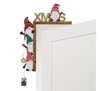 GXGM Decoración navideña para puertas de madera, adornos navideños para el hogar para el marco de la puerta con adhesivo redondo, adornos navideños simpática estatuilla de enano para puertas.(A)