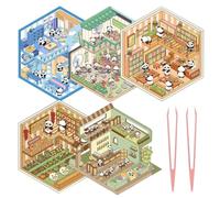 GXGM Juego de 5 pegatinas de panda 3D con pinzas, pegatinas 3d kit de pegatinas de casa en miniatura 3D para adultos y niños