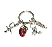 GXGM Llavero para enfermera y médico, colgante corazón en metal, estetoscopio, jeringa, regalo para estudiantes, fiesta, accesorios médicos de moda, regalo práctico